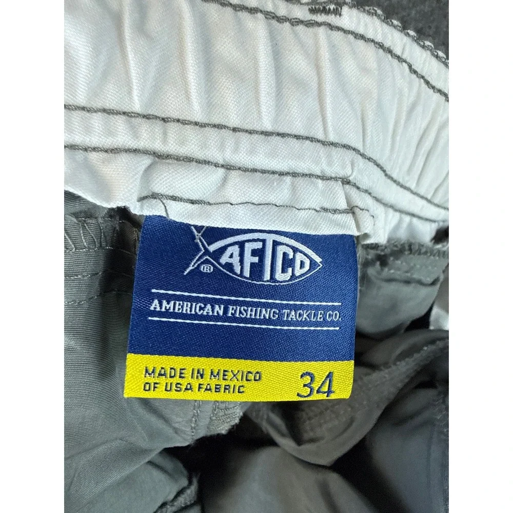AFTCO Fishing Shorts Gray Mens Size 34 Nylon Cargo Elastic Waist Quick Dry 6in - Picture 3 of 11